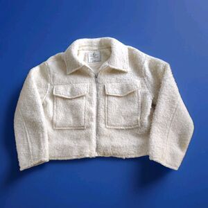 Love For Humanity Couture Black Label M Ivory Curly Faux Shearling Coat NWOT